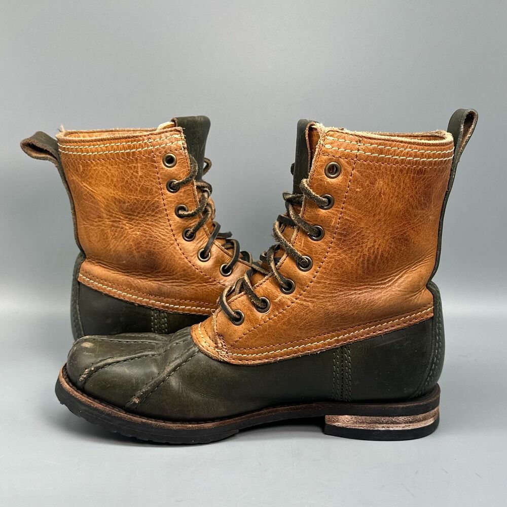 Frye Veronica Women's 6.5 Brown Leather Shearling Duck Boots Lace-Up Mid-Calf - Picture 9 of 12